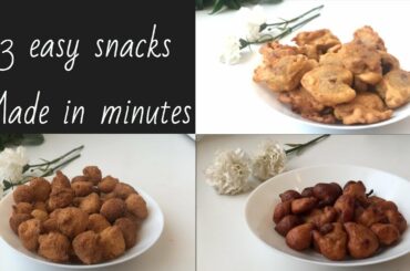 മിനുട്ടുകൾക്കൊണ്ട് 3 പലഹാരങ്ങൾ/3 easy snacks recipe/snack ideas