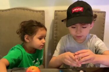 Making healthy snacks with my brother Adjoscar | Peanut butter & Apples