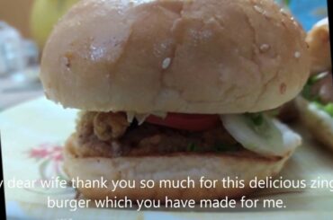 Home meal Ideas - Delicious Homemade Zinger Burger by My wife during lockdown