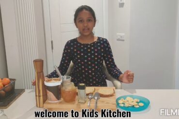 Healthy sandwich for kids - peanut butter, honey, walnut, cinemamon powder, banana - FUN VIDEOS KIDS