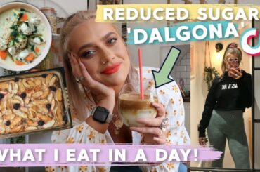 WHAT I EAT IN A DAY! HEALTHY MEAL PREP & REDUCED SUGAR VIRAL TIK TOK WHIPPED COFFEE | EmmasRectangle