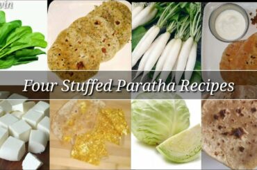Four Stuffed Paratha Recipes || Healthy Chapathi Recipes || 4 Vegetable Chapathi Recipes