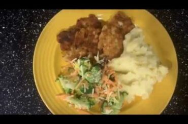 Tasty Chicken Fillets With Mashed Potatoes And Healthy Salad (Quarantine Cooking)