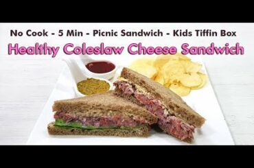 Healthy Coleslaw Cheese Sandwich पौस्टिक कोलस्लॉ चीज़ सैंडविच 5 Min Lunch box and Kids Tiffin IDeas