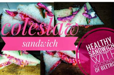 CREAMY VEG COLESLAW SANDWICH | PINK COLESLAW | HEALTHY AND TASTY SANDWICH | 2 MINUTES RECIPE |