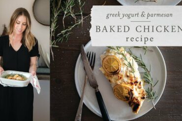 Easy Baked Chicken Recipe (low carb & keto) - Greek Yogurt & Parmesan Chicken