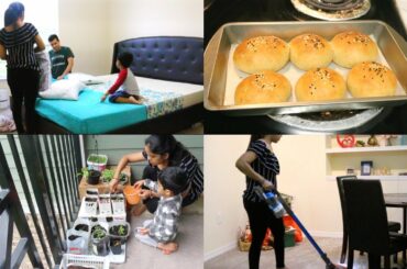 Evening Cleaning + Dinner Routine/Kitchen Garden During LOCKDOWN/Healthy Veg Burger/Whole Wheat Bun