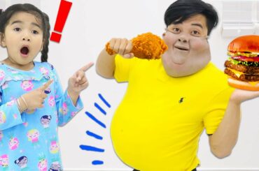 Suri Prepares Healthy Food and Help Uncle Lose Weight with Fun Exercises