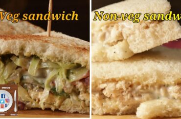 2 Type Of Tiffin Sandwich | Lunch Box Recipe | Veg Sandwich Recipe | Non-Veg Sandwich Recipe