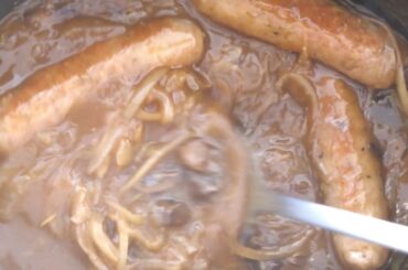 Slow Cooker Sausages in Onion Gravy Recipe | Tastefully Vikkie