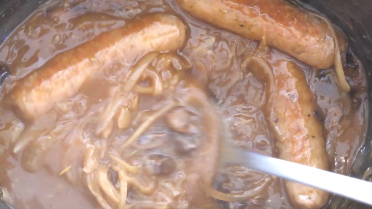 Slow Cooker Sausages in Onion Gravy Recipe | Tastefully Vikkie Slow Cooker Sausages in Onion Gravy Recipe | Tastefully Vikkie