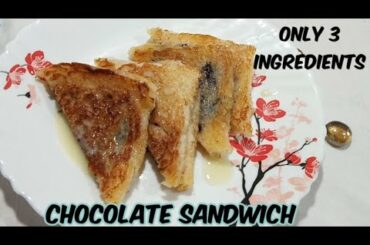 Easy and mouthwatering Chocolate Sandwich recipie..only 3 ingredients..quick and simple breakfast...