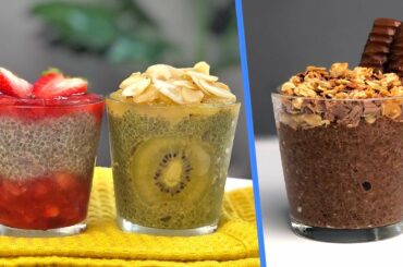 Vegan Chia Pudding Recipe 3 Ways | Healthy Vegan Chia Pudding with Strawberry Matcha and Chocolate