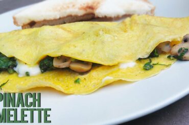 Spinach Omelette Recipe ׀ Healthy Breakfast Recipe ׀ Mushroom and Cheese Omelette