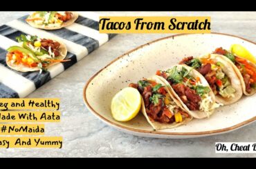 Mexican Tacos With Refined Beans N Salad #softtaco #nomaida #healthy #yummy... Oh, cheat day !