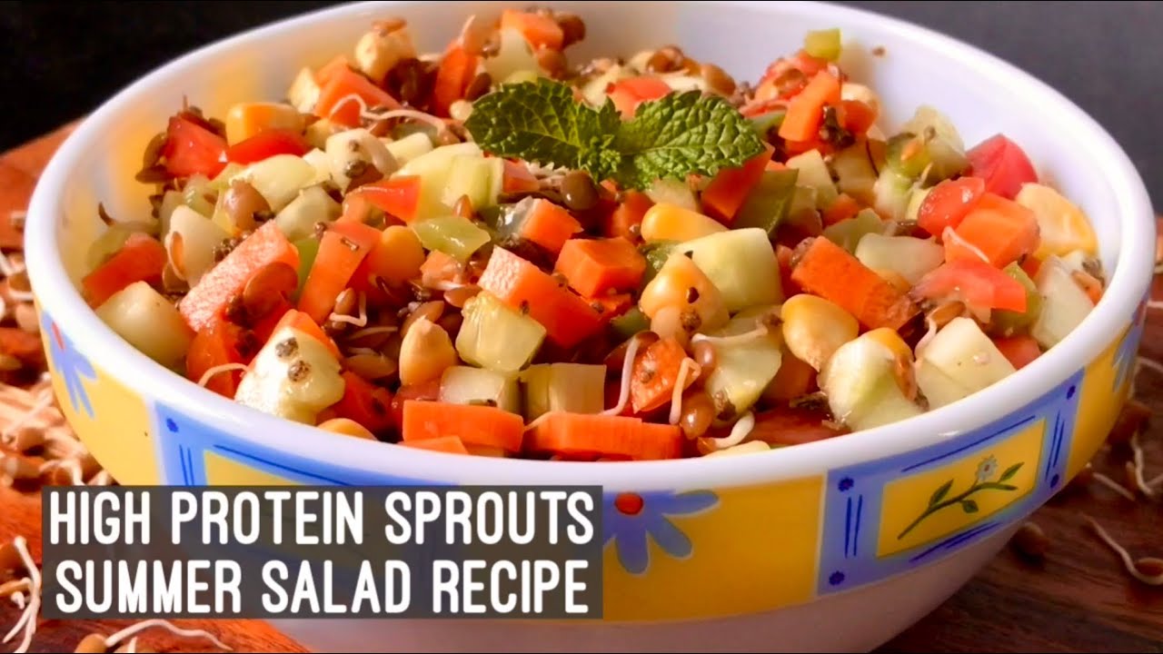 Healthy High Protein Summer Sprouts Salad Recipe Quick Easy Vegan