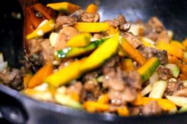 CHICKEN  & VEGGIES STIR FRIED - DELICIOUS CHICKEN PUMPKIN RECIPE - EATING HEALTHY FOODS - KABOCHA