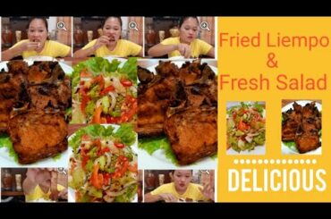 Fried Pork Liempo with Healthy Salad Mukbang