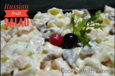 RUSSIAN SALAD | Best Healthy Tasty Salad | | Fruit and pasta salad with Cream | Cooking with Zareen