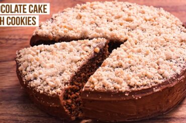 Chocolate Biscuit Cake | Eggless Chocolate Cake Recipe with Cookies | Easy Chocolate Cake Recipe