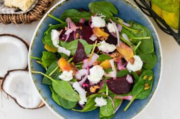Healthy Beet and Orange Salad with Toasted Coconut and Citrus Dressing
