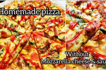 homemade pizza without mozzarella cheese & sauce
