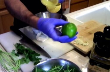Preparing a healthy avocado salad