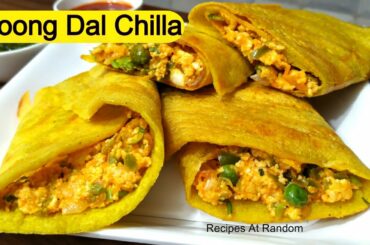 Moong Dal Cheela Recipe [Mung Dal Ka Cheela] Paneer Stuffed Mung Dal Chilla #moongdaldosa #cheela