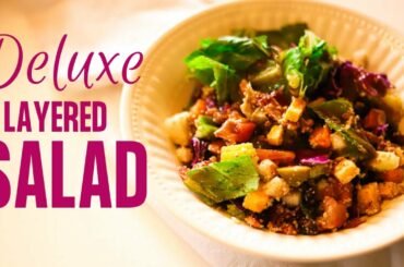 ULTIMATE RAINBOW LAYERED SALAD RECIPE // Easy & Delicious Vinaigrette // Super Greens & Veggies
