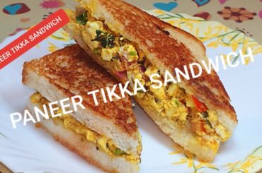 Paneer Tikka Sandwich/Tawa Paneer Tikka Sandwich/5Minute Recipe Paneer Sandwich-Healthy Quick Recipe