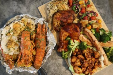 Fancy Dinner Ideas- Seafood Chicken and Salad