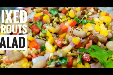 Mixed Sprouts Salad / Healthy Salad / Vegetable Salad / Sprouted Grains / Healthy Snack