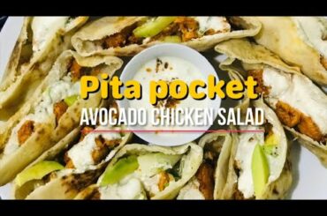 Pita pocket with healthy avocado chicken salad || homemade pita bread recipe || iftar special
