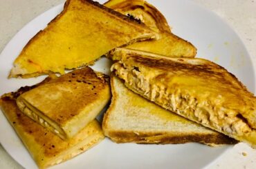 Lunch box idea- Left Over Roast Grilled Chicken and Cheese Toasty Sandwich and Toasty Roti Wrap