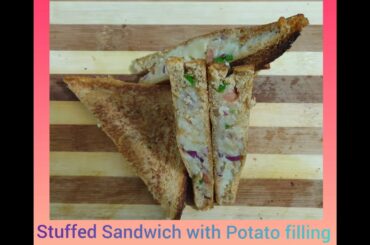 Healthy, 5 min Stuffed Bread Sandwich with Potato Filling | Kids recipe in lockdown