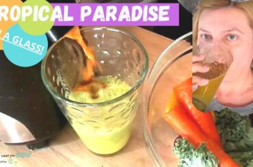 Tropical BEACH in a GLASS! This Mango Kiwi Smoothie is Paradise! Pajama Juice with me! FUNNY!