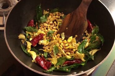 Garlic Fried Puffed Rice with pea nuts - A simple low calorie healthy light vegetarian snacks