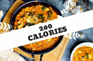 Best hearty low-calorie meal - Thai curry chicken tomato lentils soup under 300 calories