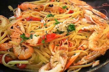 Linguine with Scampi Neapolitan recipe | linguine agli scampi