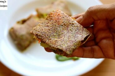 Ragi Sandwich Recipe - Bombay Style Sandwich Without Bread - Gluten Free Ragi Dosa Sandwich Recipe