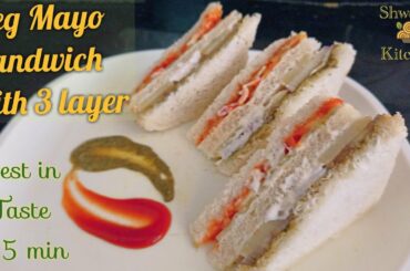 Veg Mayo Sandwich with 3 layer| Mumbai style sandwich in 5 min