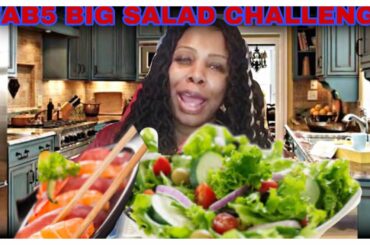 Fab5 Big Salad Challenge (10 TOPPINGS 10 MINUTES) Challenged by The Winston Family and Moore Eatz