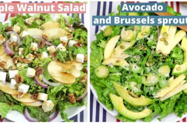 2 Easy Healthy and Fast Salad Recipe:Apple Walnut and Avocado & Apple Brussels Sprouts Salads