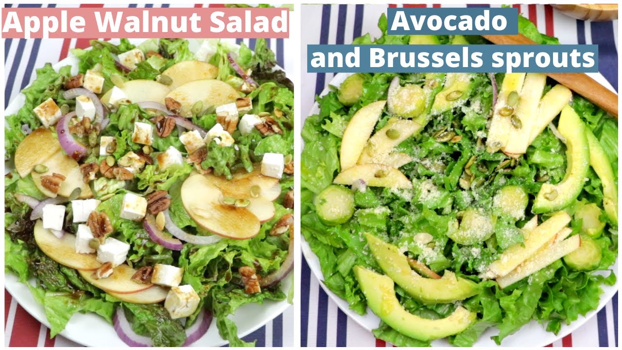 2 Easy Healthy and Fast Salad Recipe:Apple Walnut and Avocado & Apple Brussels Sprouts Salads 2 Easy Healthy and Fast Salad Recipe:Apple Walnut and Avocado & Apple Brussels Sprouts Salads