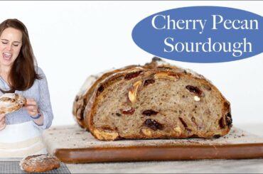 CHERRY PECAN SOURDOUGH BREAD: An easy whole wheat sourdough bread recipe that everyone will love!