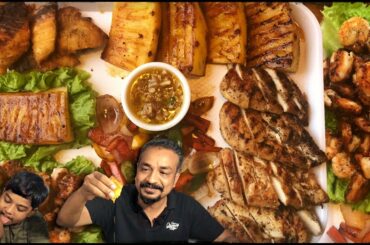 Grilled Chicken,Prawns,Fish and Pineapple Weightloss Recipe | Healthy Food to Maintain Weight