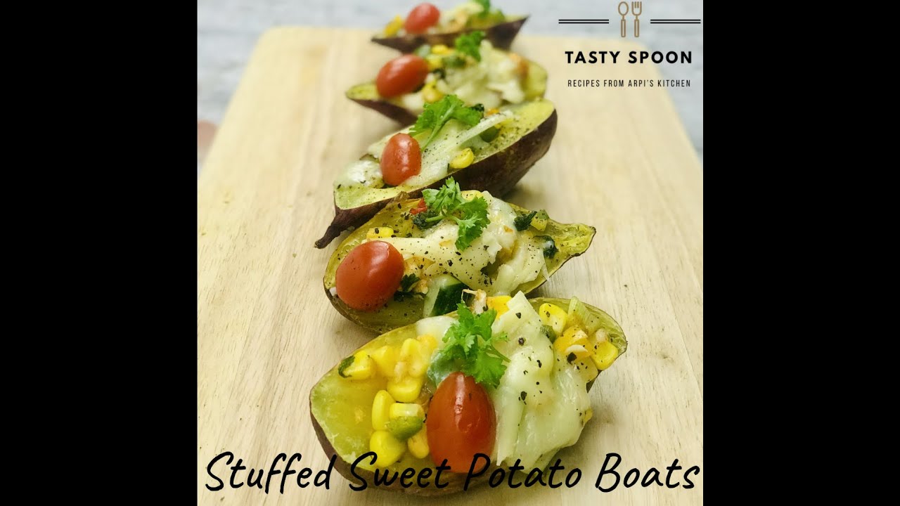Stuffed Sweet Potato Boats | Skins | Quick Healthy Snacks Recipe | Arpi's Kitchen Stuffed Sweet Potato Boats | Skins | Quick Healthy Snacks Recipe | Arpi's Kitchen