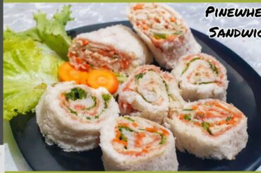 Pinewheel  sandwich!!kid favourite, lunch ,tiffon box snack recipe by iram home kitchen!!!