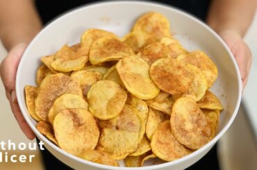 How to make crispy potato chips at home in lockdown | healthy potato chips recipe at home | snacks