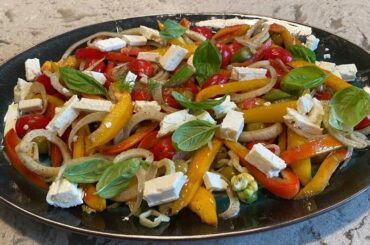 Sweet Bell Pepper Salad with Feta Cheese | Quick Healthy Recipe | Striped Holland Bell Pepper